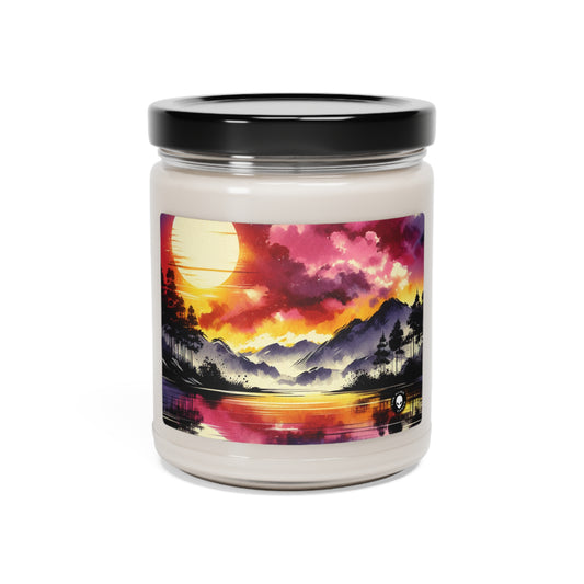 "A Pastel Sunset Symphony" - The Alien Scented Soy Candle 9oz Ink Wash Painting