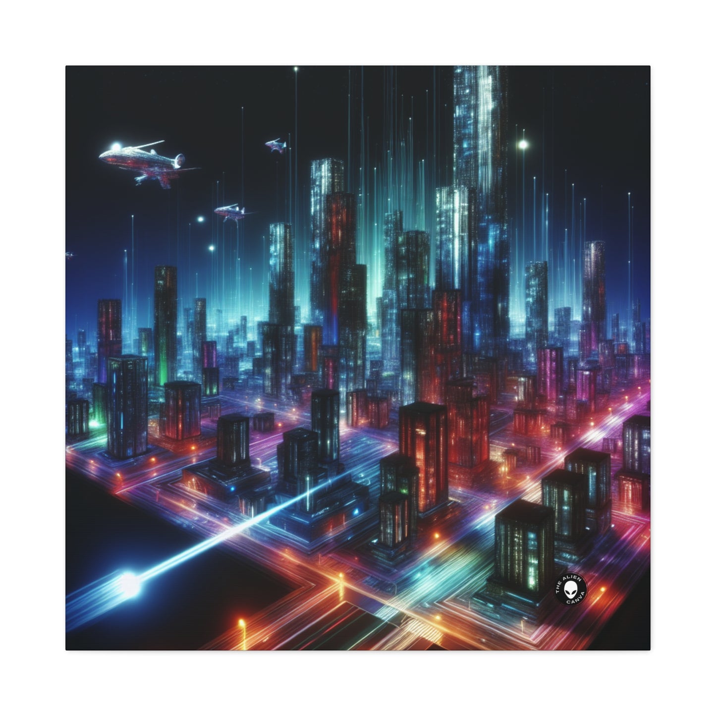 "Neon Skyline: un paisaje urbano futurista" - The Alien Canva