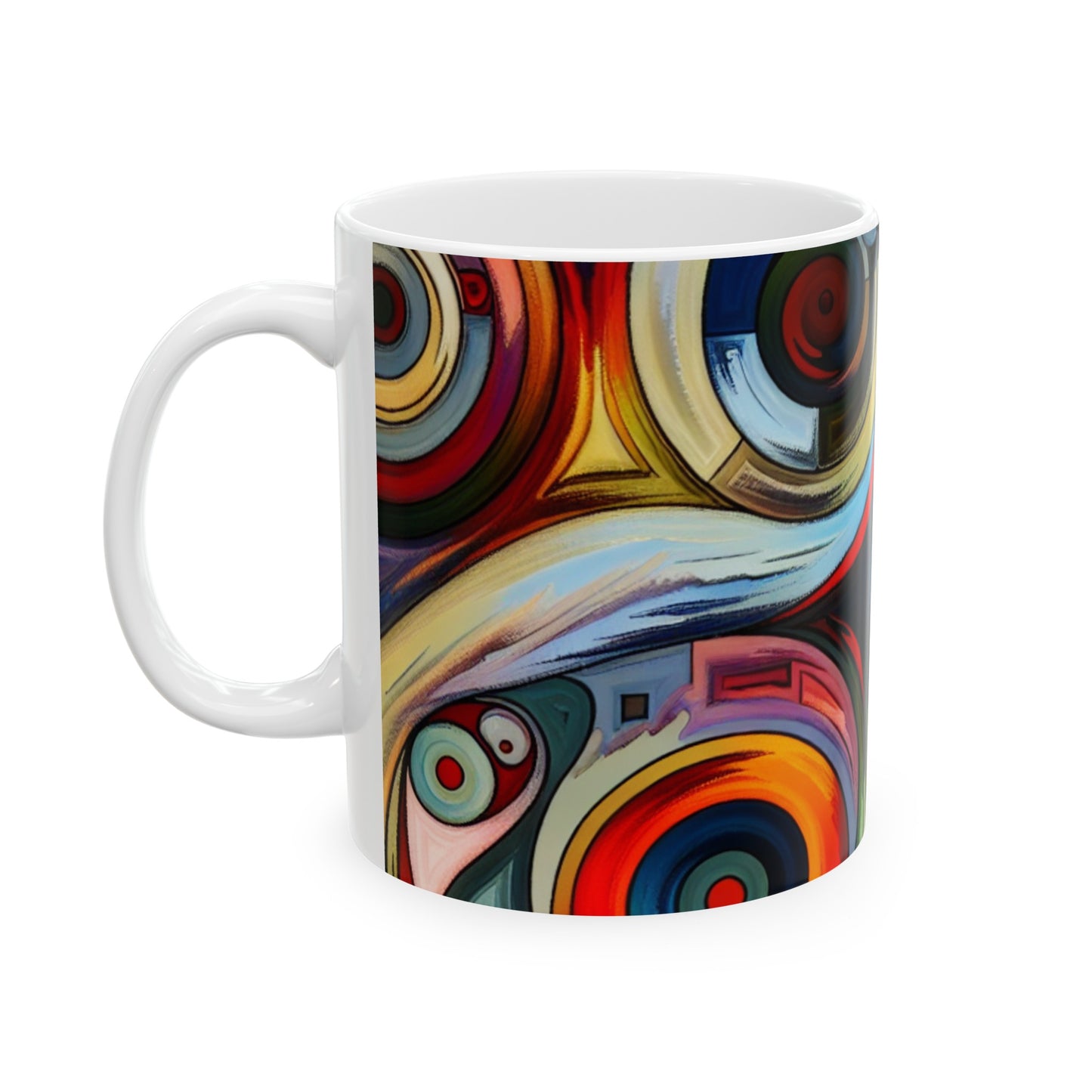 "Sinfonía tormentosa: una cautivadora pintura expresionista abstracta" - La taza de cerámica alienígena Expresionismo de 11 oz