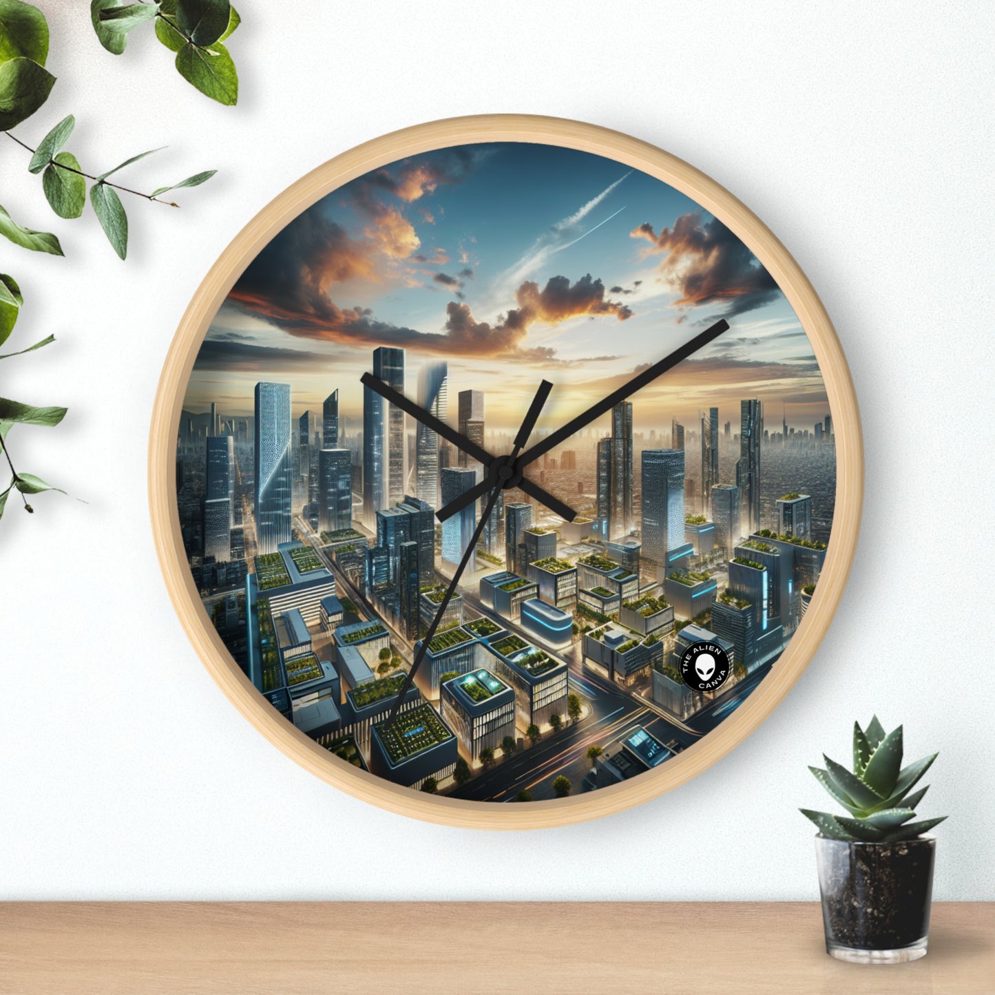 "Future Métropole : Une utopie urbaine néo-futuriste" - L'horloge murale Alien Néo-futurisme