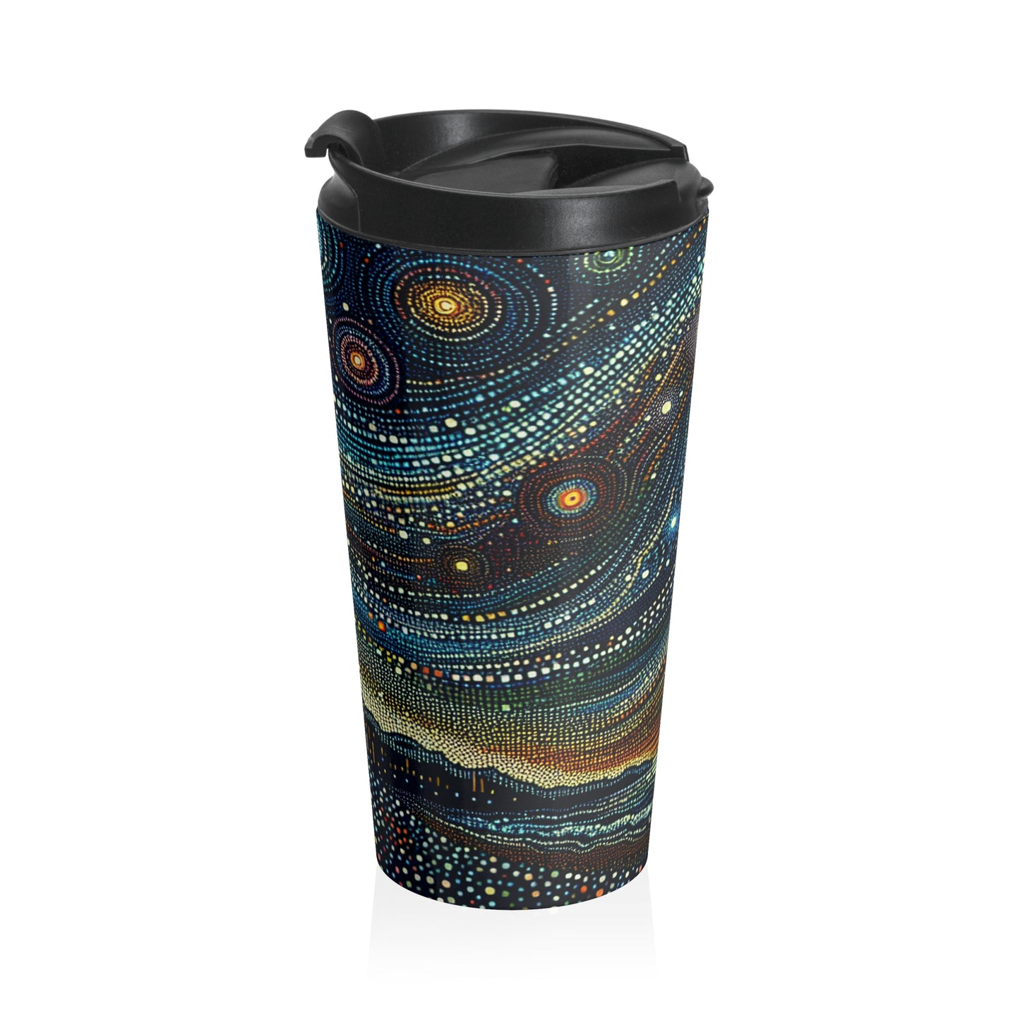 "Starry Dots: A Celestial Mosaic" - The Alien Stainless Steel Travel Mug Pointillism