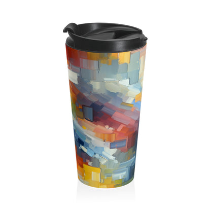 "Tranquil Sunset: A Soft Pastel Color Field Painting" - The Alien Stainless Steel Travel Mug Color Field Painting