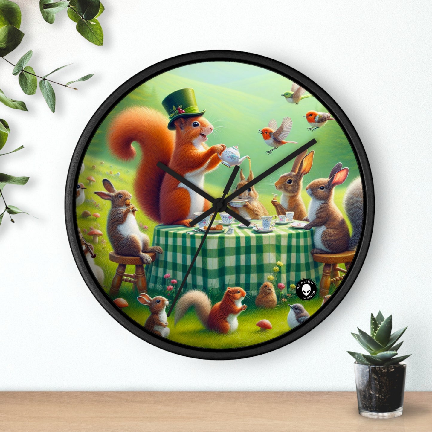 "Enchanted Meadow Tea Party" - L'horloge murale Alien