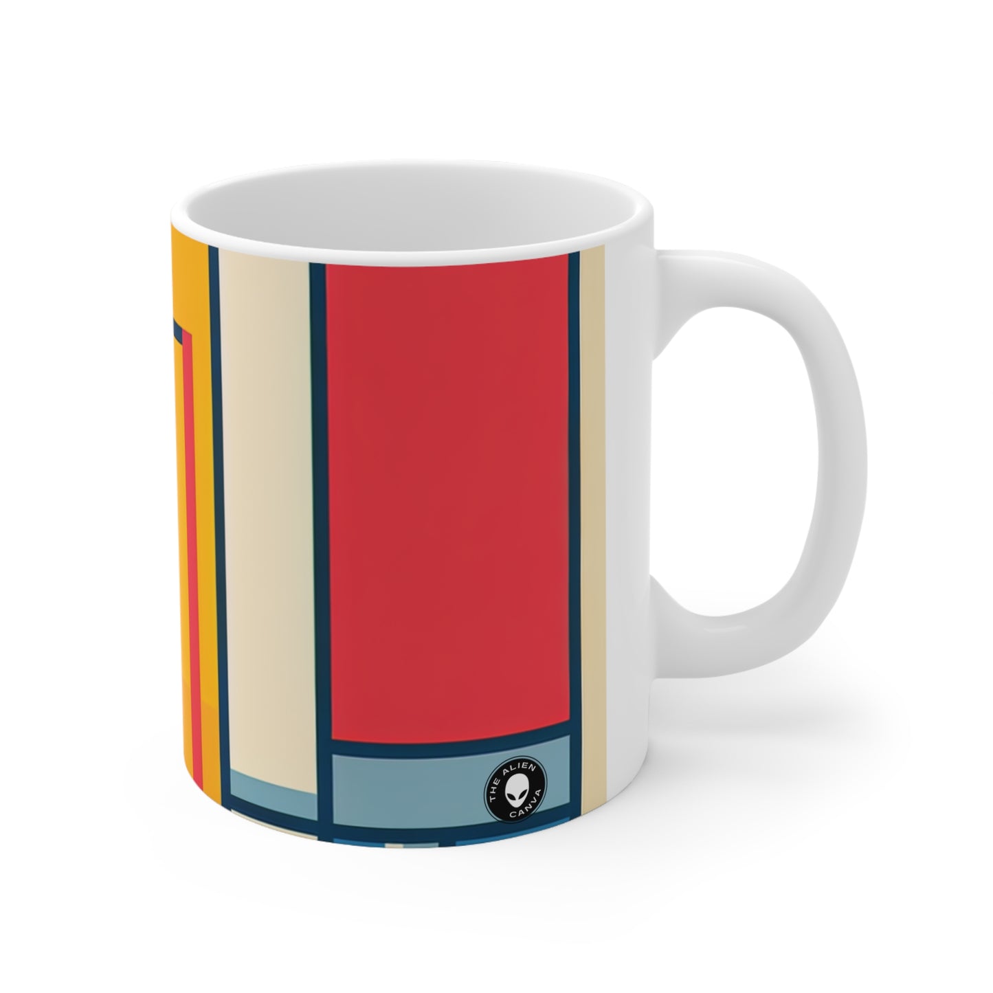 "De Stijl Grid: una composición de color minimalista" - Taza de cerámica The Alien 11oz De Stijl