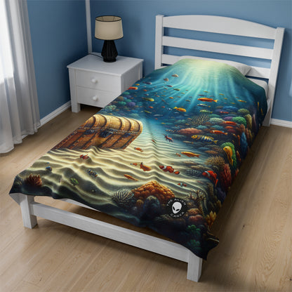 "Beneath the Waves: Treasure in the Coral Reef" - The Alien Velveteen Plush Blanket