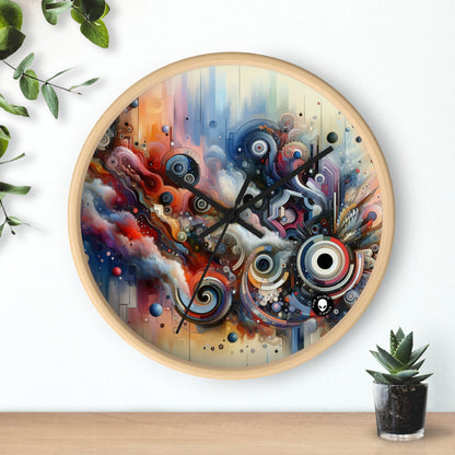 "Temporal Flux: A Surreal Journey through Abstract Shapes and Vibrant Colors" - The Alien Wall Clock Avant-garde Art