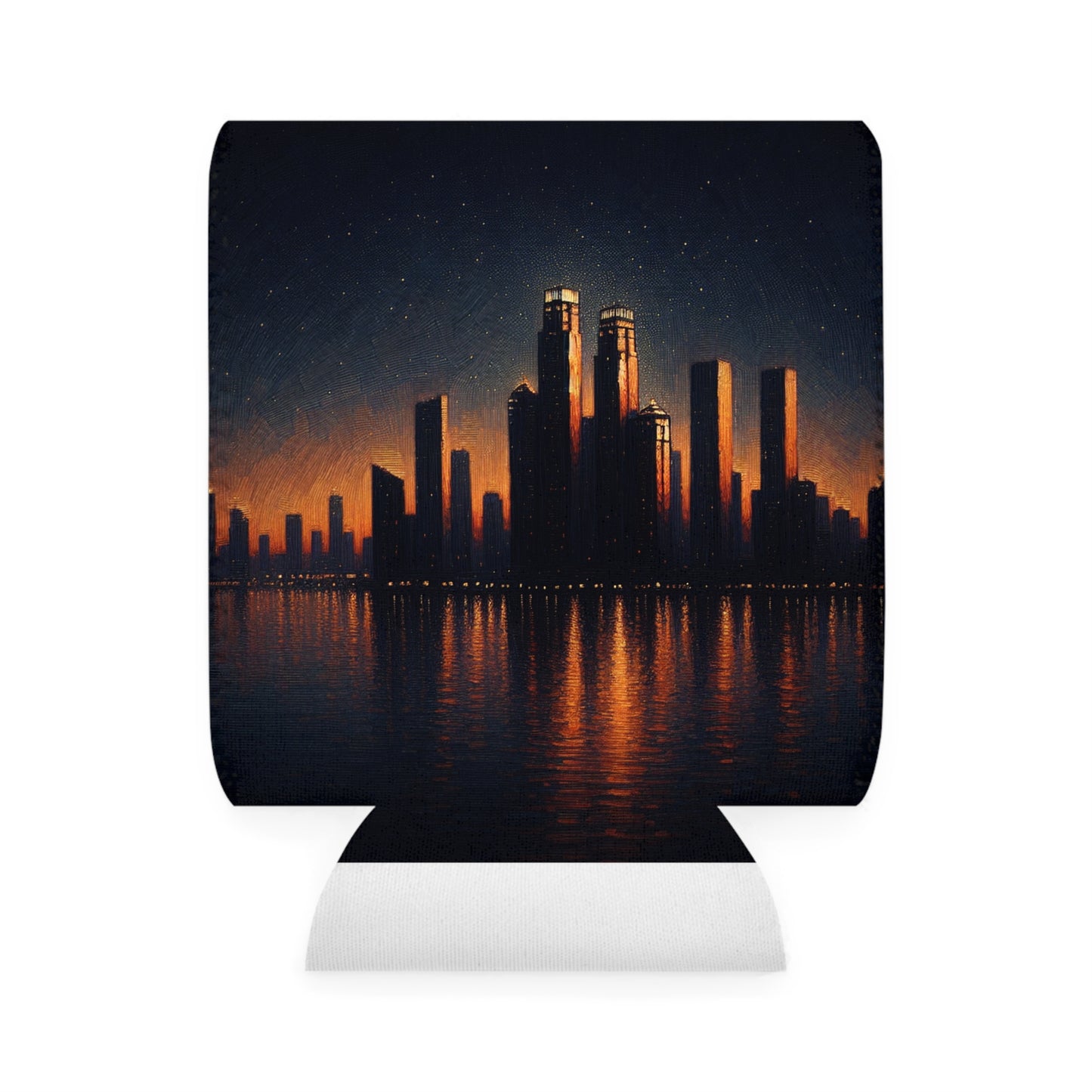 "The City Aglow" - Estilo postimpresionista con funda para enfriador de latas alienígena