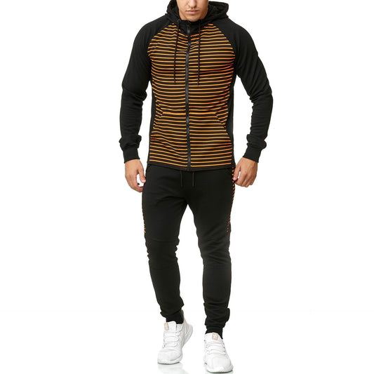 Men's striped printed casual sports suit