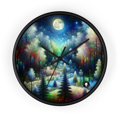 "Enchantement au clair de lune : une forêt vibrante" - L'horloge murale extraterrestre