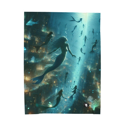 "Enchantment Below: A Bioluminescent Underwater Metropolis" - The Alien Velveteen Plush Blanket