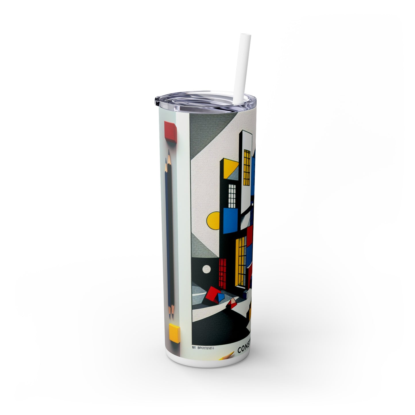 "Techno-Triangles: A Constructivist Exploration of Modern Innovation" - The Alien Maars® Skinny Tumbler with Straw 20oz Constructivism