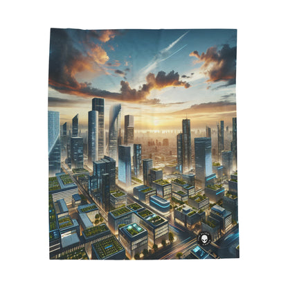 "Future Metropolis: A Neo-Futuristic Urban Utopia" - The Alien Velveteen Plush Blanket Neo-futurism