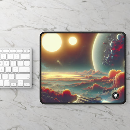 "El amanecer de los tres soles: una odisea espacial de ciencia ficción" - The Alien Gaming Mouse Pad Arte de videojuegos