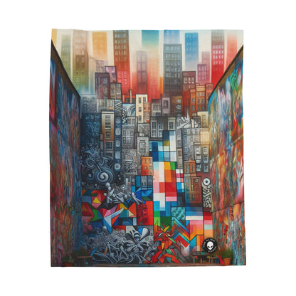 "Revolting Renaissance: A Vibrant Urban Uprising" - The Alien Velveteen Plush Blanket Street Art / Graffiti