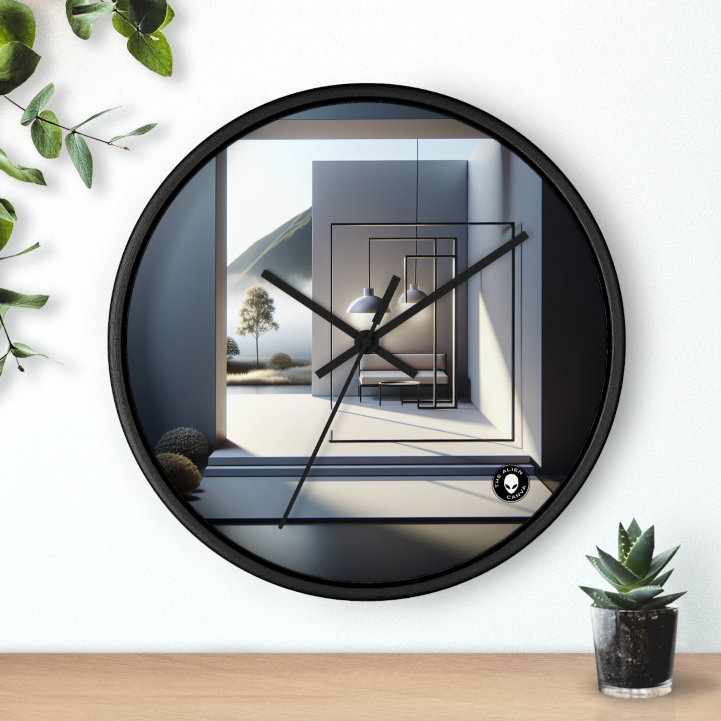 "Monochrome Equilibrium: A Minimalist Exploration of Balance" - The Alien Wall Clock Minimalism