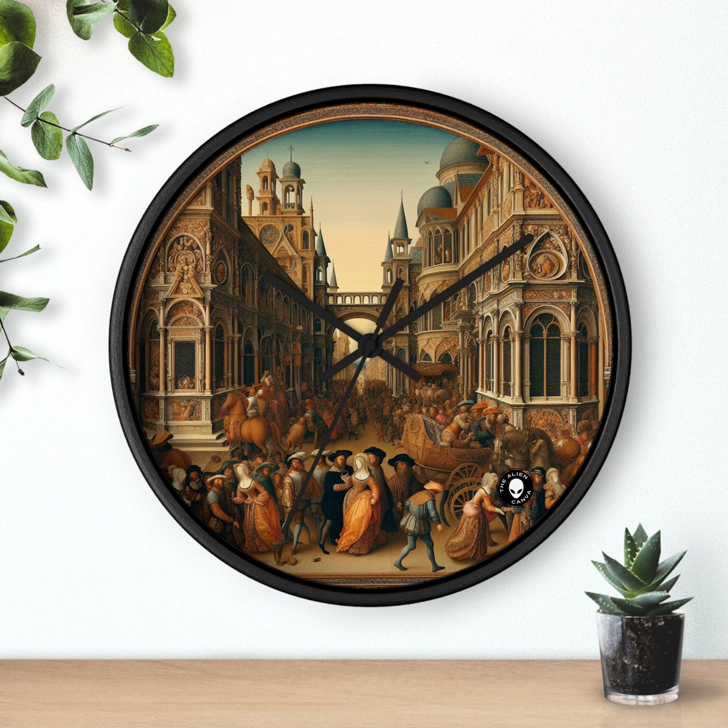 "Unidad en la opulencia: un banquete renacentista de naciones" - The Alien Wall Clock Renaissance