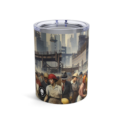 Title: "Unity in Action: Celebrating Solidarity's Triumph" - The Alien Tumbler 10oz Social Realism