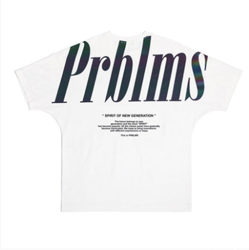 Reflective Printed T-shirt Loose Hip Hop Retro Couple Short Sleeve