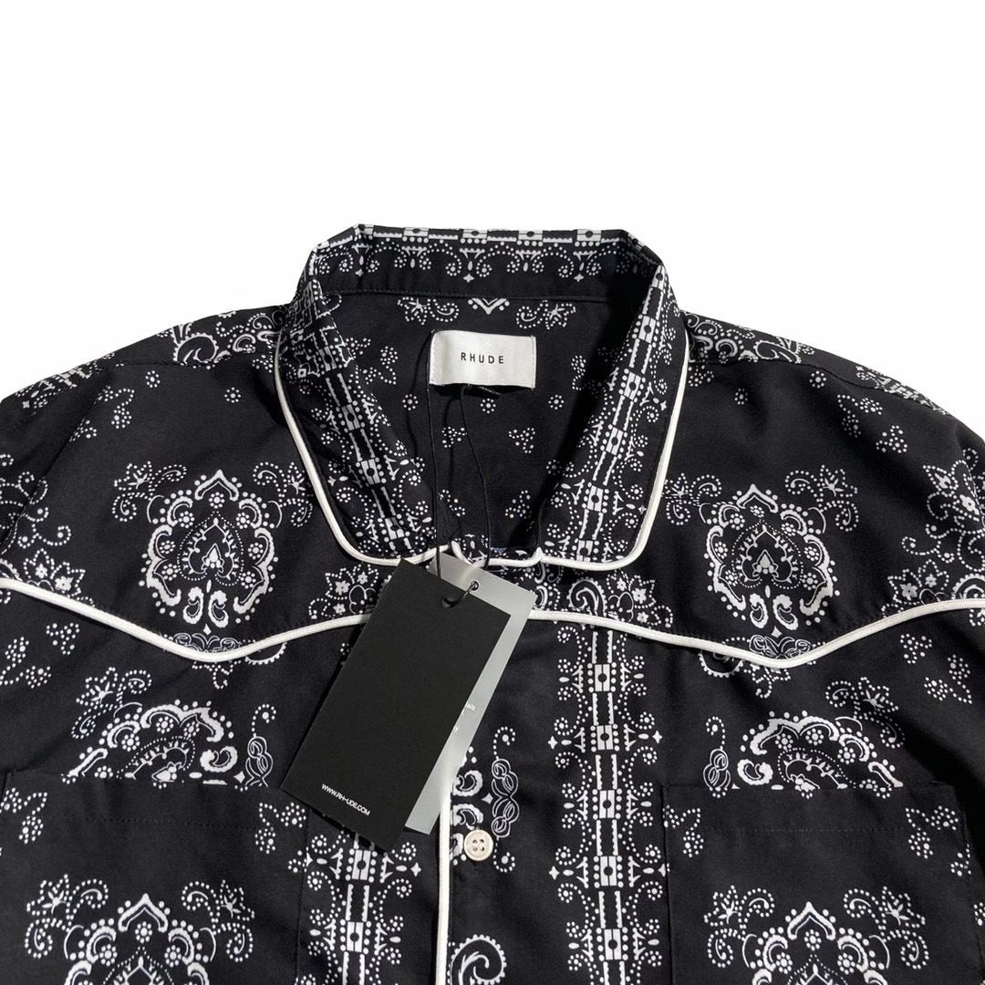 High Street Fashion Cashew Flower Buttoned Long Sleeve Shirt Printed Male