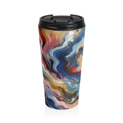 "Sunrise Serenity: An Abstract Painting Inspired by Renewal" - The Alien Stainless Steel Travel Mug Lyrical Abstraction