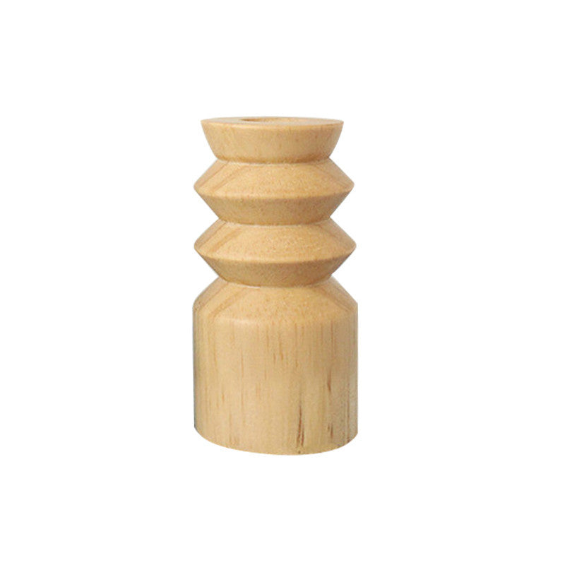 Nordic New Simple Solid Wood Candle Holder Home Living Room Study Candle Holder Decoration