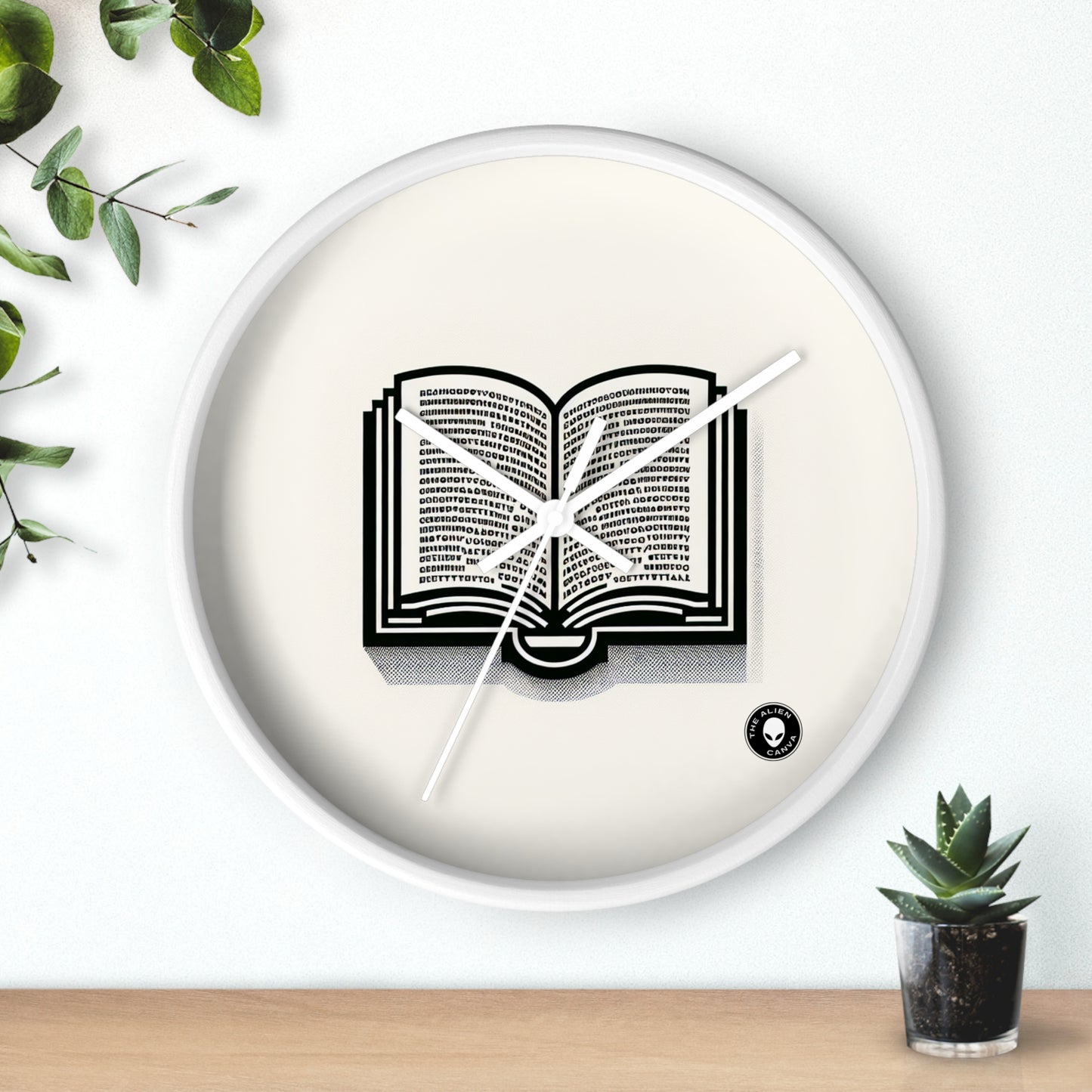 "A Singular Story: Monochrome Typography" - The Alien Wall Clock Minimalism