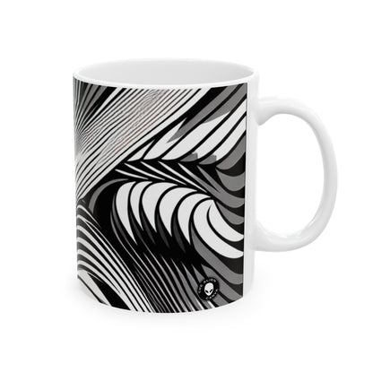 "Motion Embodied: Explorer l'illusion dynamique à travers l'Op Art" - La tasse en céramique Alien 11oz Op Art