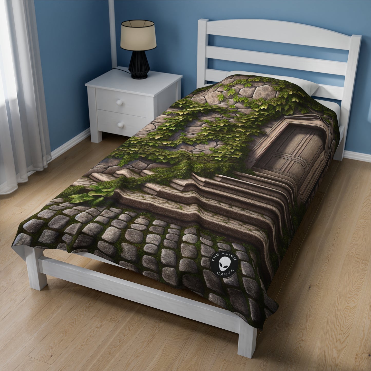 "Trompe-L'oeil Ivy Wall" - The Alien Velveteen Plush Blanket Trompe-l'oeil