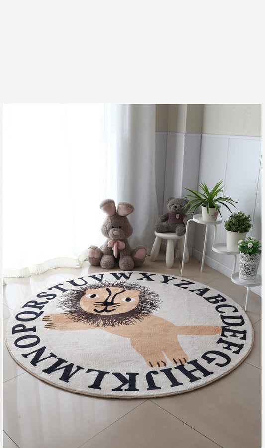 Grand Lion rond pour enfants, tapis de sol rampant pour chambre d'enfant, décoration de chambre d'enfant