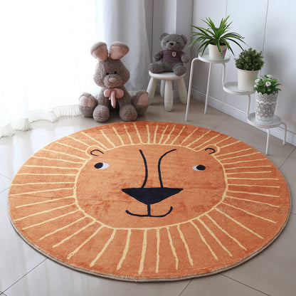 Large Round Lion Children Nursery Playroom Crawling Floor Rug Kids Room Decor