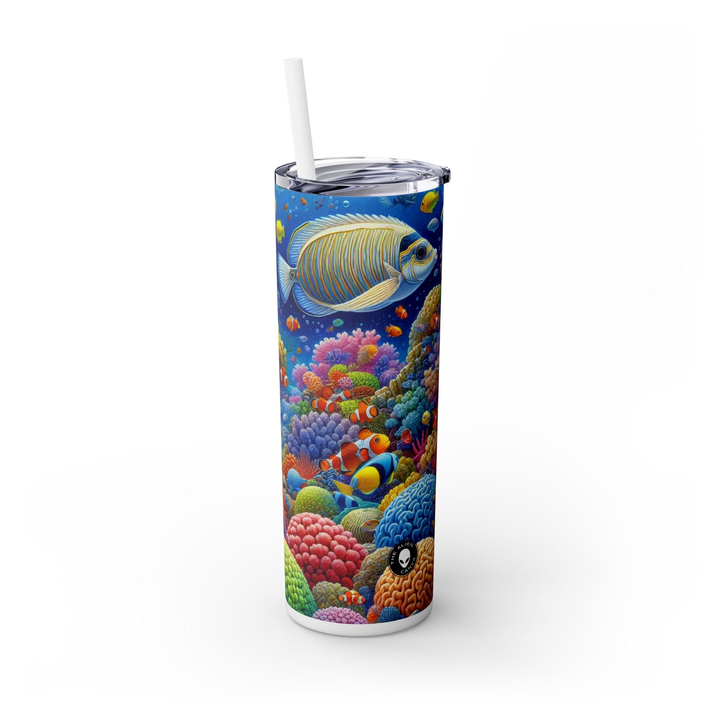 « Paradis tropical : pays des merveilles sous-marines » - Verre fin Alien Maars® avec paille 20 oz