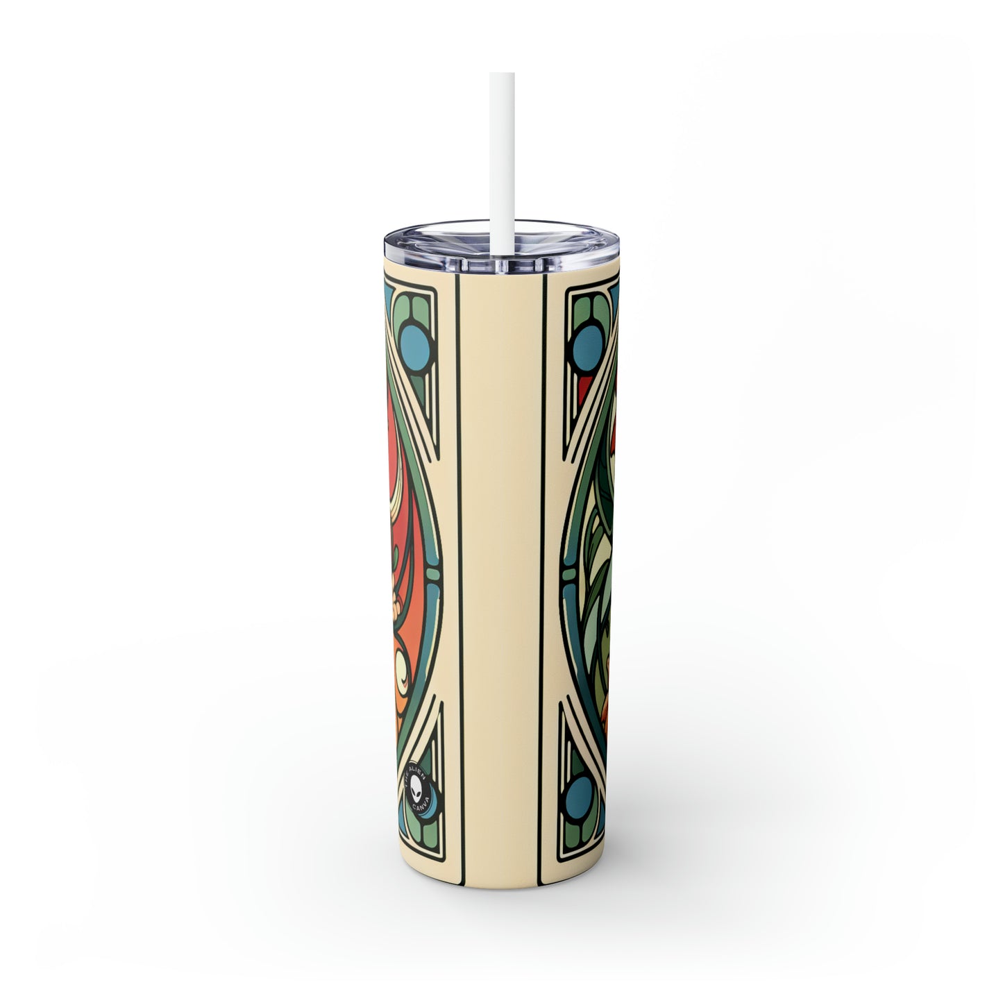 "Enchanting Depths: An Art Nouveau Ode to the Underwater Realm" - The Alien Maars® Skinny Tumbler with Straw 20oz Art Nouveau