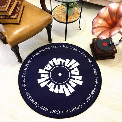 Tapis de table à manger rond rétro disque