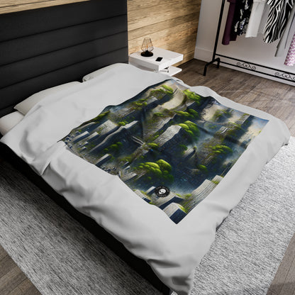 "Biodome Cityscape" - The Alien Velveteen Plush Blanket