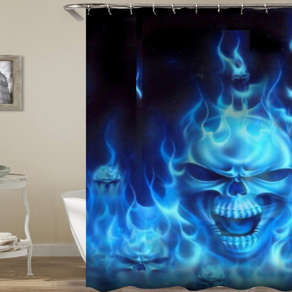 Rideau de douche imperméable à motif de crâne Art Décoration d'Halloween Rideau de salle de bain