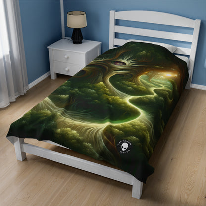 "Watchful Woods: The Path to Enchantment" - The Alien Velveteen Plush Blanket