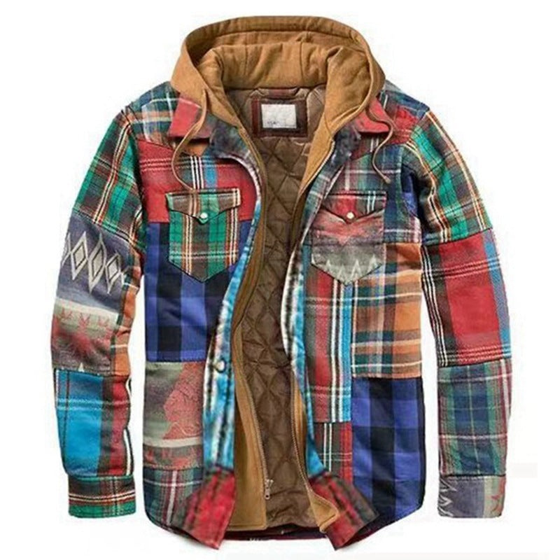 Non-positioning printed loose hooded jacket