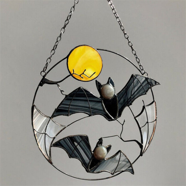 Pendentif de décoration de salon de chambre à coucher de dessin animé peint d'Halloween de tracery de sorcière dans la lune