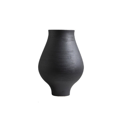 Matte Black Ceramic Flowerware Modern Minimalist Creative Home Model Room Villa Hotel Soft Decoration Decoration