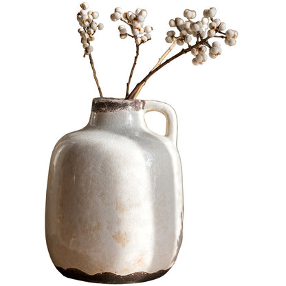 Vase en poterie à petite bouche à glaçure craquelée