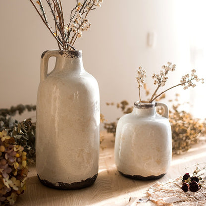 Vase en poterie à petite bouche à glaçure craquelée