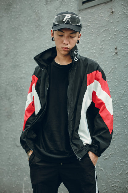 Veste imprimée à col montant Veste de couleur assortie Hip Hop pour hommes