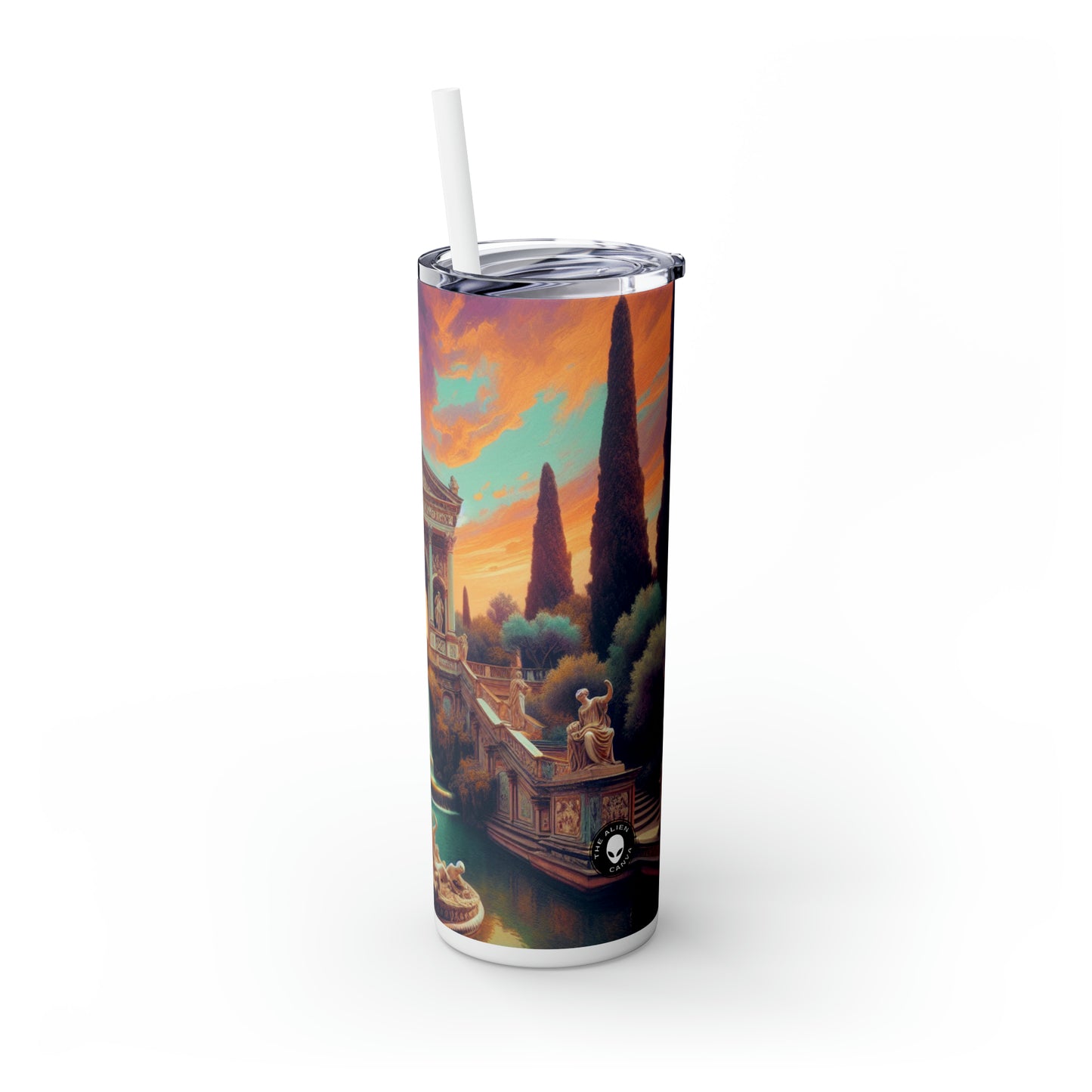 "Modern Roman: Neoclassical Portrait of Elegance" - The Alien Maars® Skinny Tumbler with Straw 20oz Neoclassicism