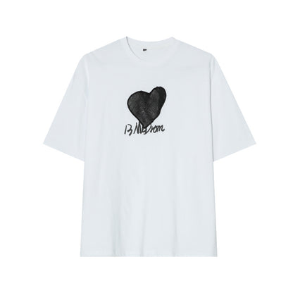 Camiseta de manga corta con estampado de letras de amor para hombre, camiseta masculina que combina con todo, diseño coreano