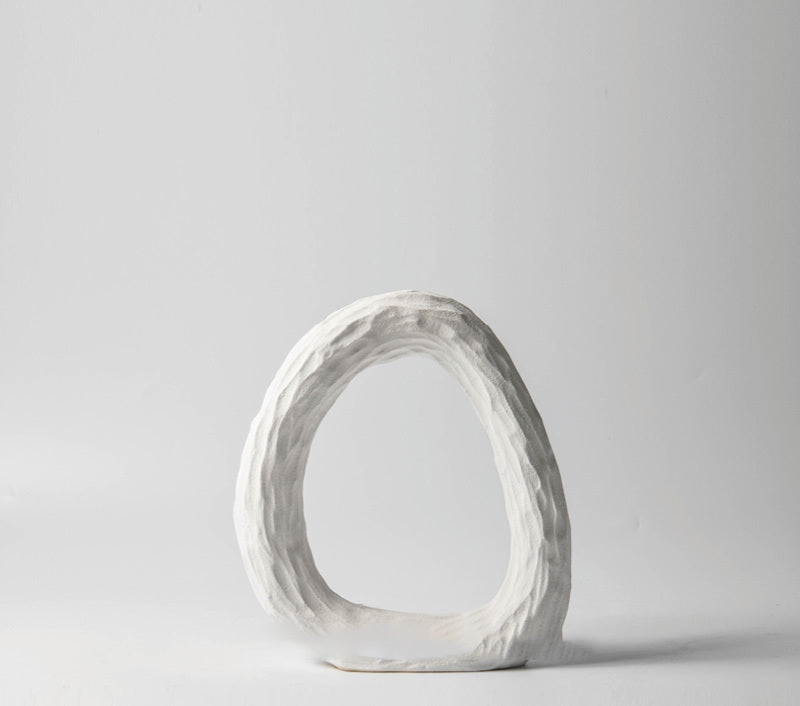 Yidong Modern And Simple White Ceramic Ring Ornaments, Model Room, Study Room, Living Room, Creative Soft Decoration Art Jewelry