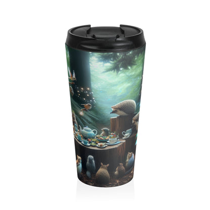 "Enchanted Tea Time: A Magical Forest Gathering" - The Alien Stainless Steel Travel Mug