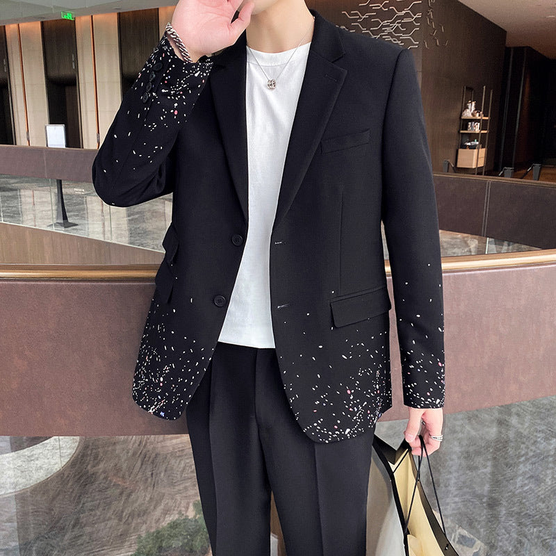 Printed Ink Dot Casual Suit Men's Suit Loose Suit