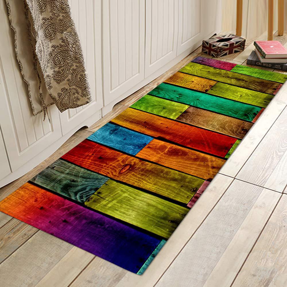 Alfombra de cocina para dormitorio, sala de estar, felpudo de entrada, pasillo de casa, balcón, suelo, patrón de madera, alfombra larga antideslizante para baño