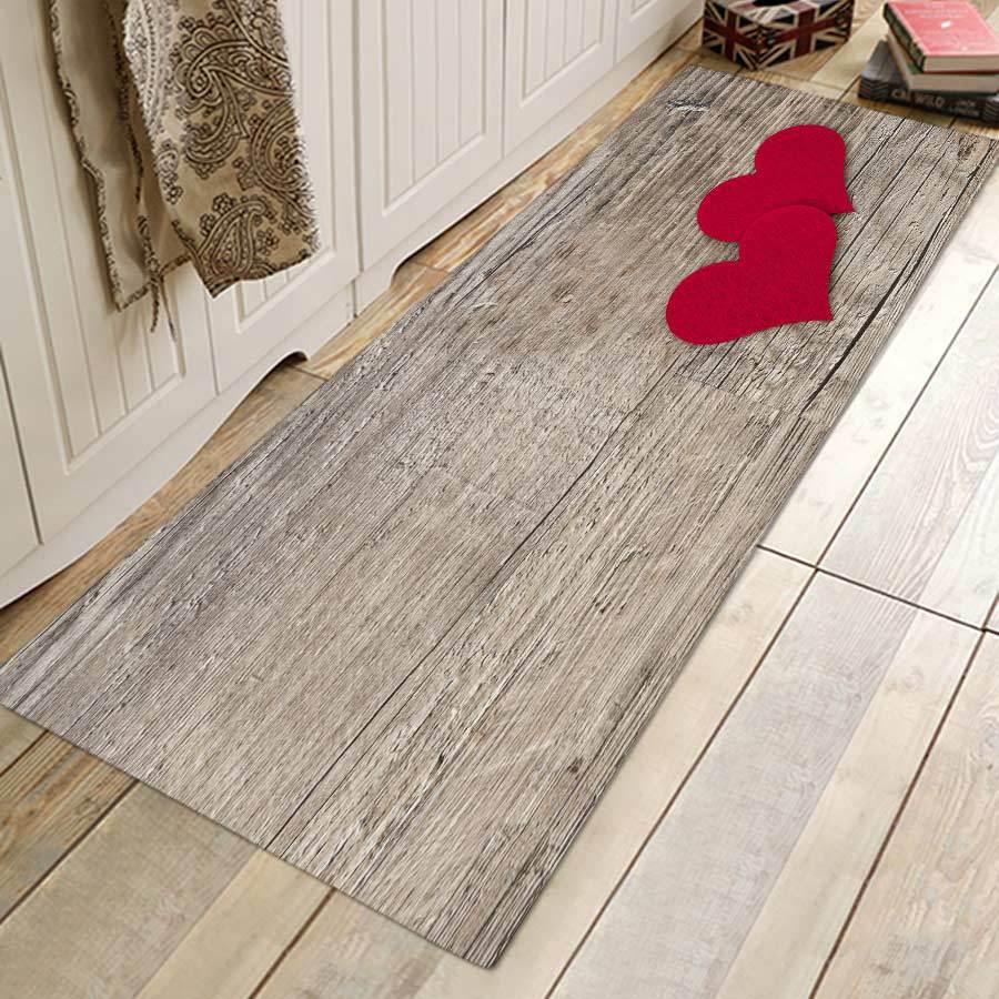 Kitchen Mat Bedroom Living Room Carpet Entrance Doormat Home Hallway Balcony Floor Mat Wood Pattern Bathroom Anti-Slip Long Rug