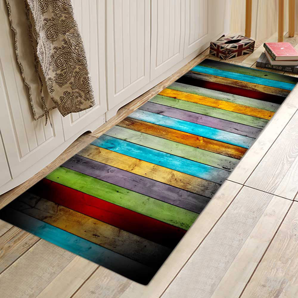 Alfombra de cocina para dormitorio, sala de estar, felpudo de entrada, pasillo de casa, balcón, suelo, patrón de madera, alfombra larga antideslizante para baño